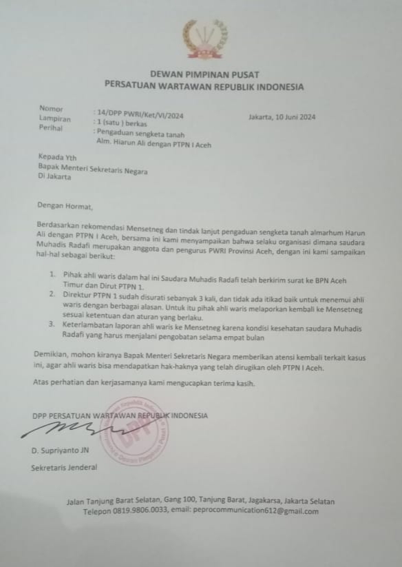 Picture: The report letter had submited to the ministry of state secretary offici.